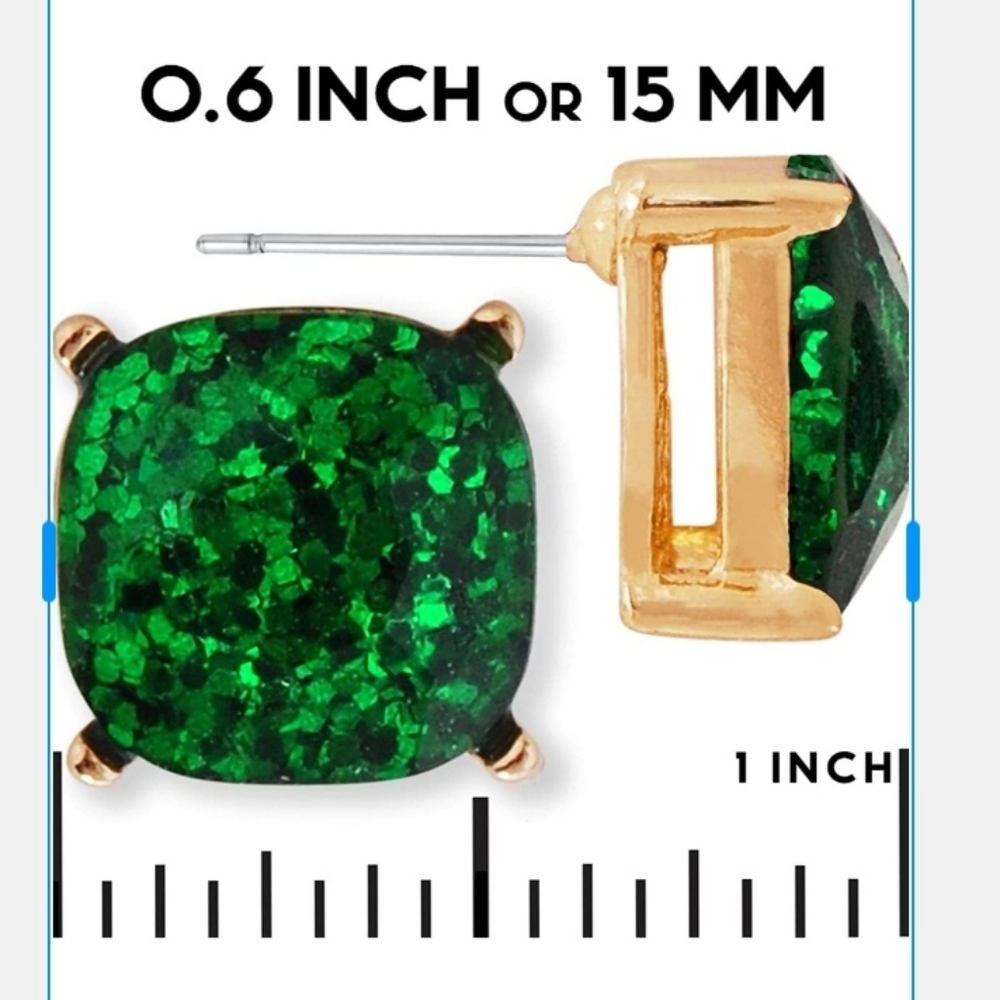 New square stud earrings - Picture 4 of 12
